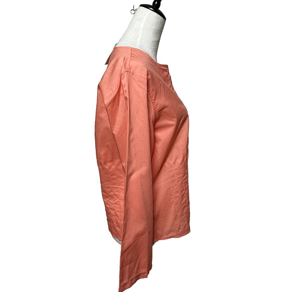 Vintage Talbots Top Womens 12 Orange Button Up Split Round Neck Beachy NWT - Picture 7 of 10